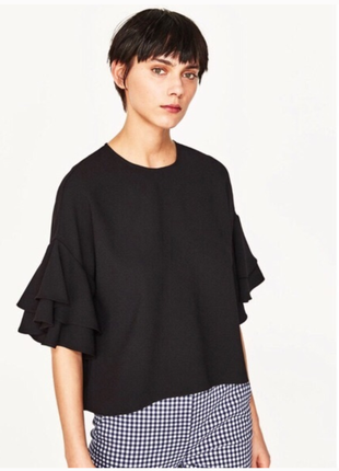 Кофтина топ блузон оверсайз,,рукава с воланами; zara woman; ; xs/s3 фото