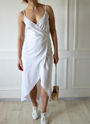 Льняное платье макси с запахом asos design1 фото