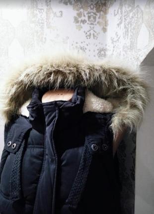 Uk 12|eur 40 зимний жилет с капюшоном на меховой подкладке new look3 фото
