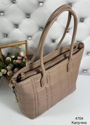 Стильная и практичная женская сумка-шопер капучино4 фото