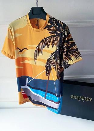 Брендовая мужская футболка / качественная футболка balmain на лето