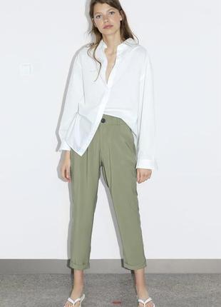 Легкие брюки zara свободного кроя высокая посадка / талия2 фото