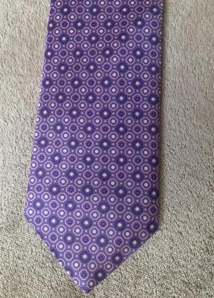 Шелковый галстук англия london с геометрическим фиолетово-лиловым принтом2 фото