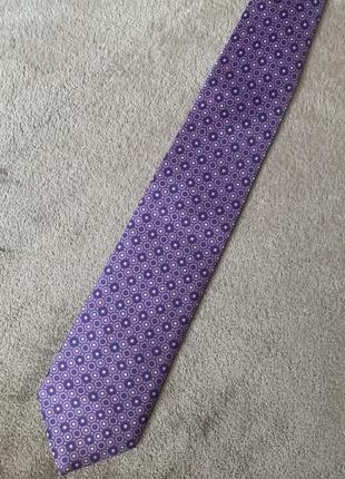 Шелковый галстук англия london с геометрическим фиолетово-лиловым принтом3 фото