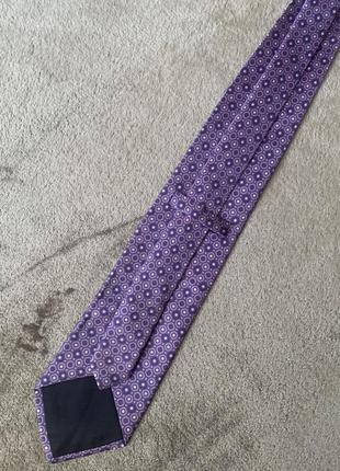 Шелковый галстук англия london с геометрическим фиолетово-лиловым принтом4 фото