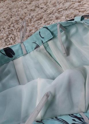 Красивая стильная юбка плиссеровка в нежно бирюзовом цвете и принт, р. 36-384 фото