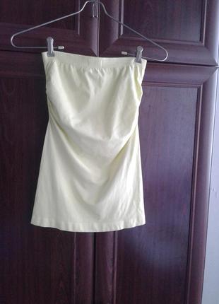 Желтое короткое платье без бретелей ,голые ,открытые  плечи , бюстье new look2 фото