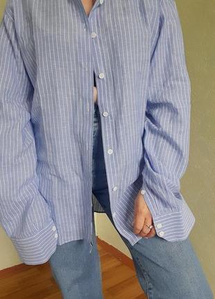 Идеальная голубая рубашка в полоску известного бренда van laack10 фото
