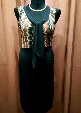 Плаття чорне 46 з кольоровим верхом