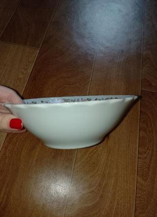 Тарелка глубокая суповая салатник цветочный узор2 фото