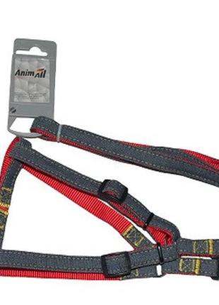 Animall поводок+шлея hj-lн215 denim leash red 10x1200mm