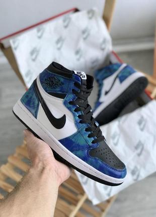 Мужские кроссовки nike air jordan 1 mid blue black white 41-42-44-45