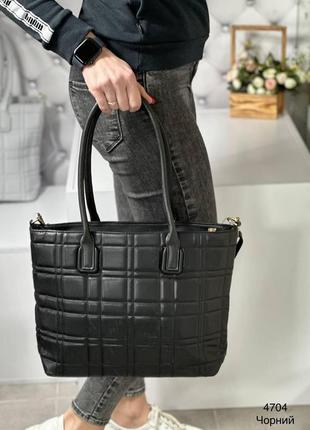 Стильна та практична жіноча сумка-шопер чорна3 фото
