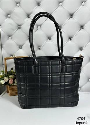 Стильна та практична жіноча сумка-шопер чорна4 фото