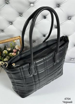 Стильна та практична жіноча сумка-шопер чорна6 фото