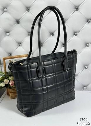 Стильна та практична жіноча сумка-шопер чорна7 фото