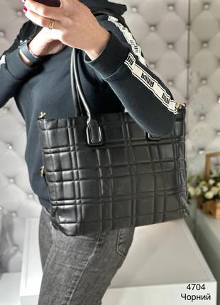 Стильна та практична жіноча сумка-шопер чорна2 фото