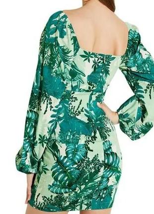 Платье тропик джунгли белое зеленое с рукавами мини декольте guess3 фото
