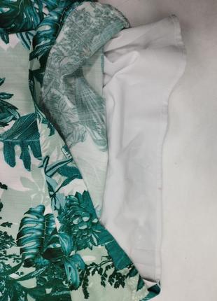 Платье тропик джунгли белое зеленое с рукавами мини декольте guess8 фото