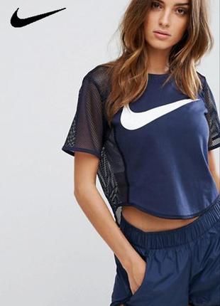 Топ/ футболка nike nsw top crop кроп топ с сеткой для зала для занятий спортом для бега для спортзала7 фото