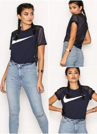 Топ/ футболка nike nsw top crop кроп топ с сеткой для зала для занятий спортом для бега для спортзала10 фото