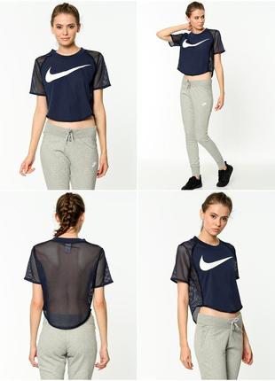 Топ/ футболка nike nsw top crop кроп топ с сеткой для зала для занятий спортом для бега для спортзала9 фото