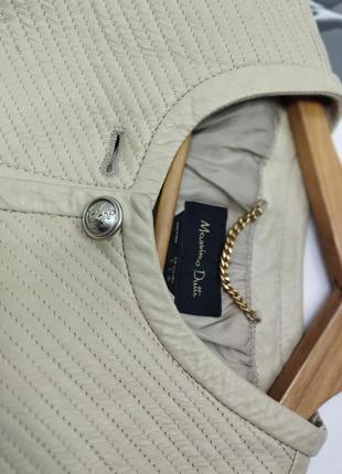 Кожаный бежевый жакет куртка на пуговицах серебро стежка massimo dutti5 фото