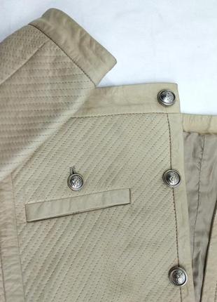 Кожаный бежевый жакет куртка на пуговицах серебро стежка massimo dutti9 фото
