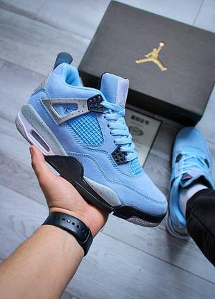 Мужские кроссовки nike air jordan 4 retro university blue / smb