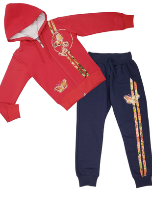 Р 110 спортивный костюм для дівчинки. червоний,темно-синій  туреччина 2052-10