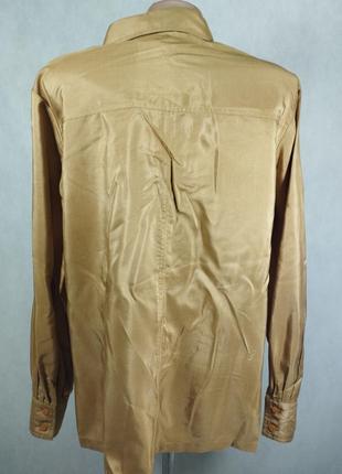 Шелковая рубашка коричневая бежевая блузка шелк2 фото