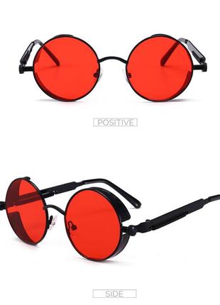 Червоні окуляри круглі стимпанк1 фото