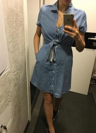 Модное винтажное голубое джинсовое платье asos 7