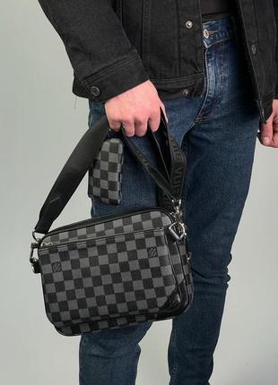 Сумка в стилі louis vuitton trio messenger grey chess