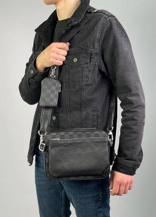 Сумка в стилі louis vuitton trio messenger black chess