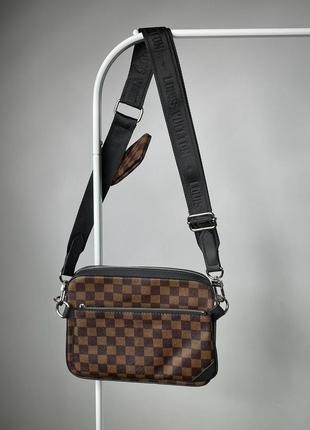 Сумка в стилі louis vuitton trio messenger black/blue