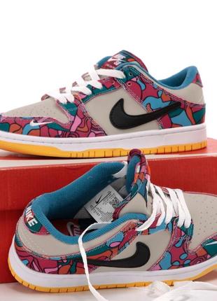 Кроссовки nike parra dunk low sb "abstract art". унисекс