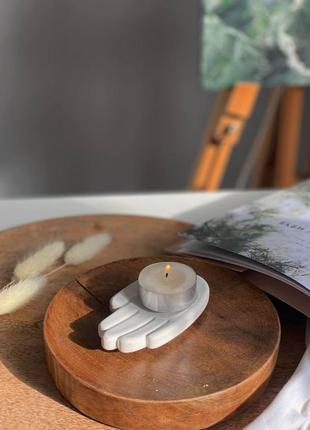 Гіпсовий підсвічник міні долонь з чайною свічкою, декоративна підставка з чайною свічкою