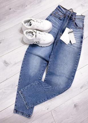 Котоновые джинсы мом с высокой посадкой 38 xs/s2 фото