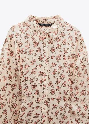 Новая коллекция! стильная блуза рубашка цветочный принт, zara, рр l-xl4 фото