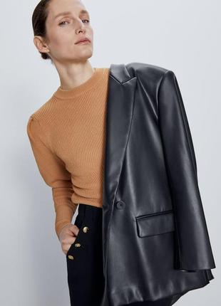 Новая коллекция! стильный вязаный свитер, кофта с объемным рукавом, zara, рр l-xl3 фото