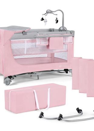 Кровать-манеж с пеленатором kinderkraft leody pink (kcleod00pnk00ac)