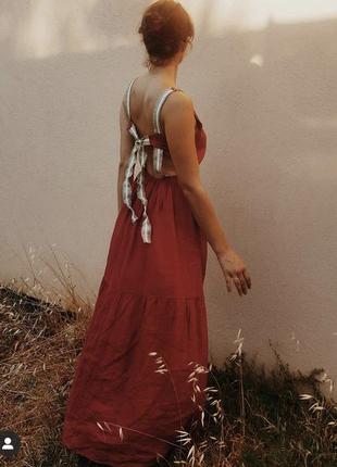 Льняной сарафан с открытой спинкой wiya (италия)6 фото