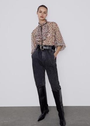 Новая коллекция! стильная блуза цветочный принт гипюр, zara, рр m-l-xl4 фото