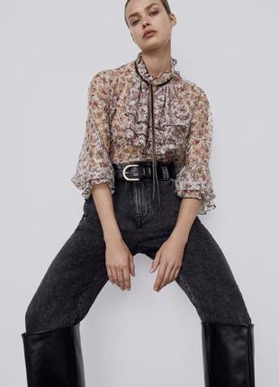 Новая коллекция! стильная блуза цветочный принт гипюр, zara, рр m-l-xl5 фото