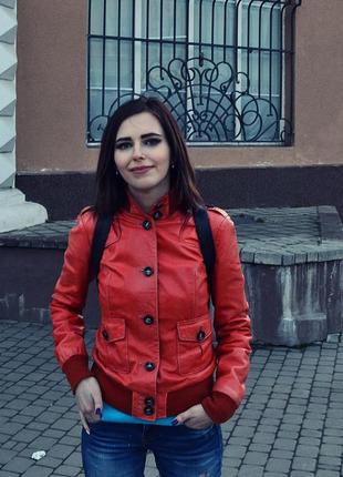 Куртка шкіряна помаранчева