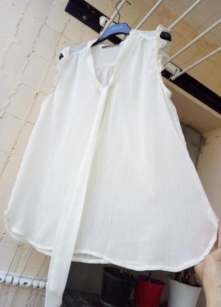 Белая блуза туника молочная с воланами рюш  шифон от atmosphere