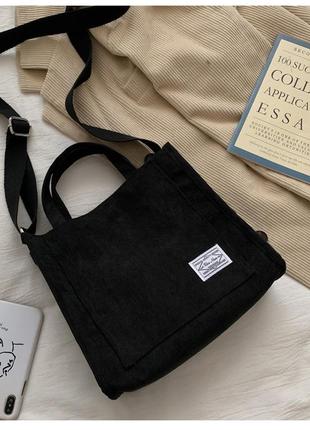 Нова чорна вельветова крос-боді сумка