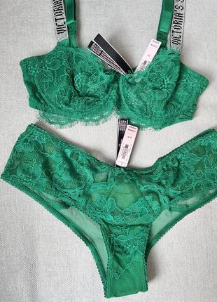 Комплект білизни зі стразами victoria's secret very sexy wicked unlined shine strap balconette bra9 фото