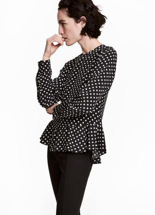 Блуза сорочка в горошок з рюшами zara